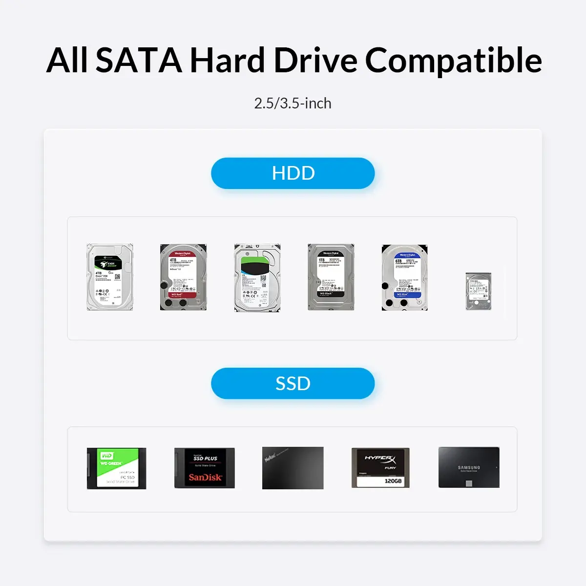 Orico докинг станция Storage - HDD/SSD Dock - 2 BAY 2.5/3.5 USB-C/USB-A - 6829C3-V1 - image 9