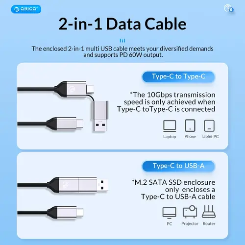 Orico докинг станция Storage - HDD/SSD Dock - 2 BAY Offline Clone 2.5/3.5 USB-C/USB-A - 6626C3-C-V1 - image 10