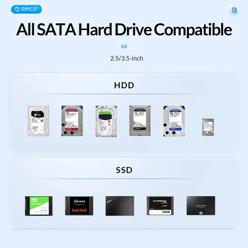 Orico докинг станция Storage - HDD/SSD Dock - 2 BAY Offline Clone 2.5/3.5 USB-C/USB-A - 6626C3-C-V1 - image 16