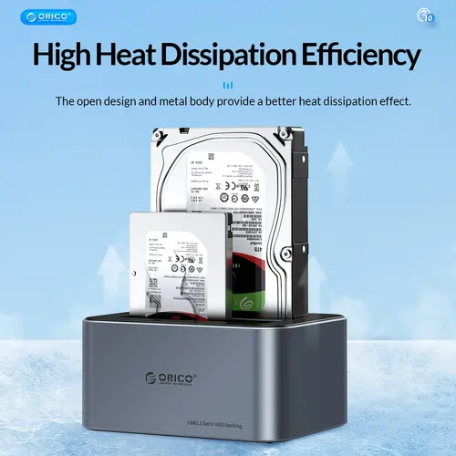 Orico докинг станция Storage - HDD/SSD Dock - 2 BAY Offline Clone 2.5/3.5 USB-C/USB-A - 6626C3-C-V1 - image 6