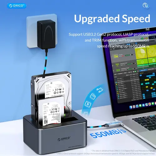 Orico докинг станция Storage - HDD/SSD Dock - 2 BAY Offline Clone 2.5/3.5 USB-C/USB-A - 6626C3-C-V1 - image 7