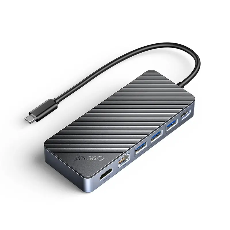 Orico σταθμός σύνδεσης φορητός M.2 SATA/NVMe - HDMI, USB3.2-A x 1, USB-C (10Gbps) x 1, USB-C (PD100W), USB2.0-A x 2, LAN - OM28PR-G2-BK