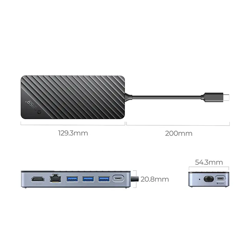 Orico докинг станция Portable Docking station M.2 SATA/NVMe - HDMI, USB3.2-A x 1, USB-C (10Gbps) x 1,USB-C (PD100W), USB2.0-A x 2, LAN - OM28PR-G2-BK - image 1