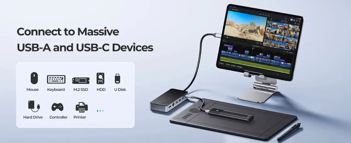 Orico stație de andocare portabilă M.2 SATA/NVMe - HDMI, USB3.2-A x 1, USB-C (10Gbps) x 1, USB-C (PD100W), USB2.0-A x 2, LAN - OM28PR-G2-BK - image 11