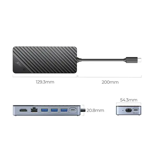 Orico stație de andocare portabilă M.2 SATA/NVMe - HDMI, USB3.2-A x 1, USB-C (10Gbps) x 1, USB-C (PD100W), USB2.0-A x 2, LAN - OM28PR-G2-BK - 2