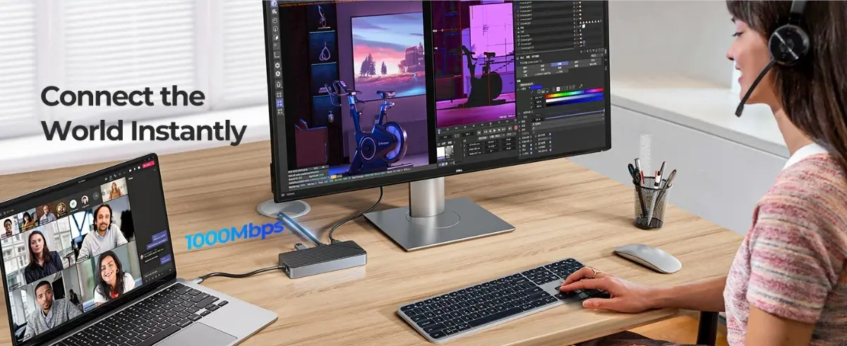 Orico докинг станция Portable Docking station M.2 SATA/NVMe - HDMI, USB3.2-A x 1, USB-C (10Gbps) x 1,USB-C (PD100W), USB2.0-A x 2, LAN - OM28PR-G2-BK - image 7