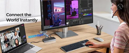 Orico докинг станция Portable Docking station M.2 SATA/NVMe - HDMI, USB3.2-A x 1, USB-C (10Gbps) x 1,USB-C (PD100W), USB2.0-A x 2, LAN - OM28PR-G2-BK - image 7