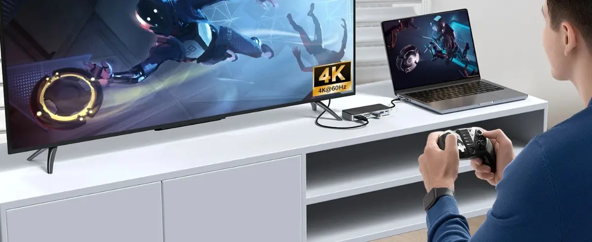 Orico докинг станция Portable Docking station M.2 SATA/NVMe - HDMI, USB3.2-A x 2, USB-C (10Gbps) x 1,USB-C (PD100W), SD/TF - OM28P-G2-BK - image 3