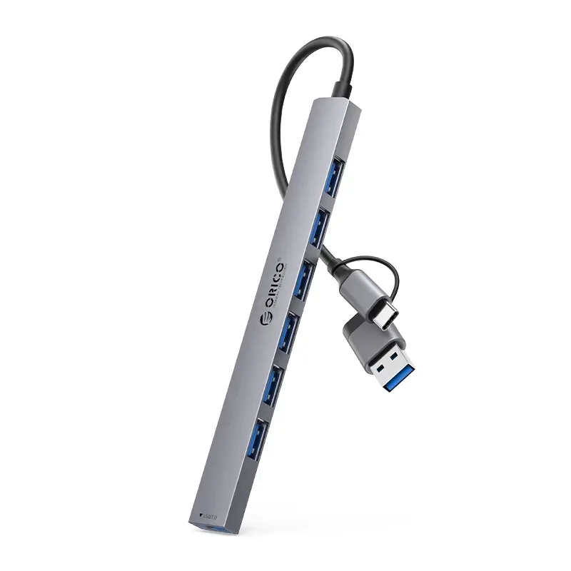 Orico διανομέας HUB USB-C/USB-A 7 θυρών - USB3.0 x 1, USB2.0 x 6 - YSA2-U3-GY