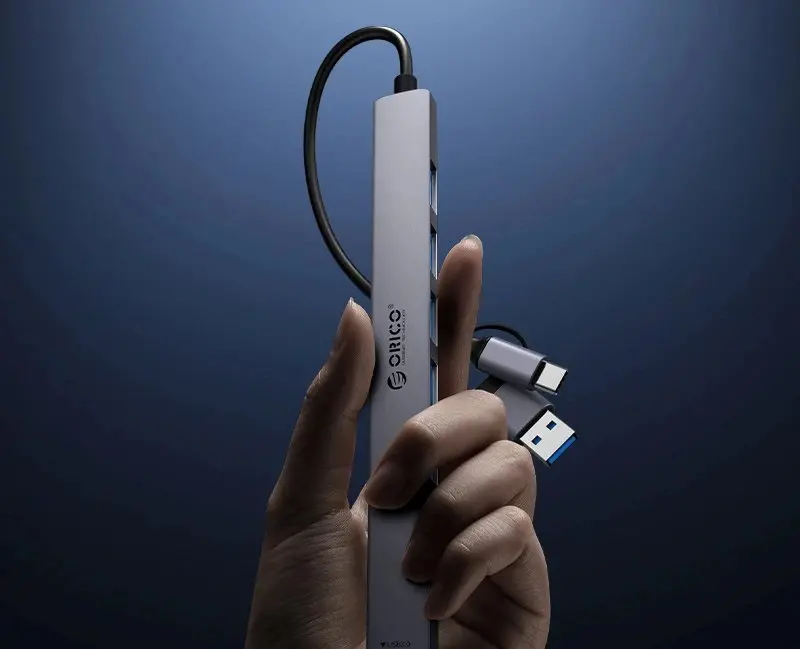 Orico hub HUB USB-C/USB-A cu 7 porturi - USB3.0 x 1, USB2.0 x 6 - YSA2-U3-GY - image 4