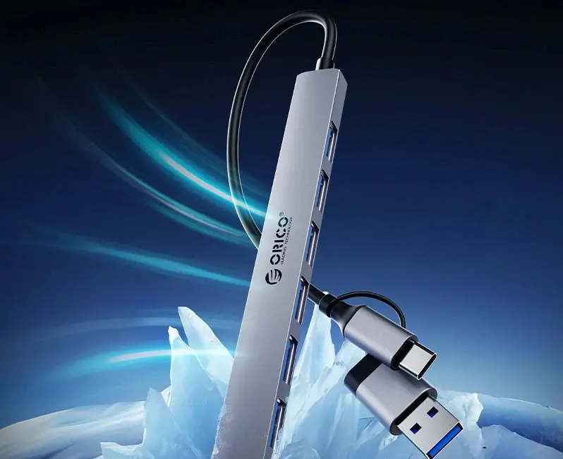 Orico хъб HUB USB-C/USB-A 7 port - USB3.0 x 1, USB2.0 x 6 - YSA2-U3-GY - image 5