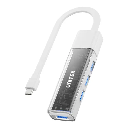 Unitek хъб USB-C/USB-A 3.0 HUB 4 port, Bi-Directional, Detachable Cable, White - H1319AWH01 - image 1