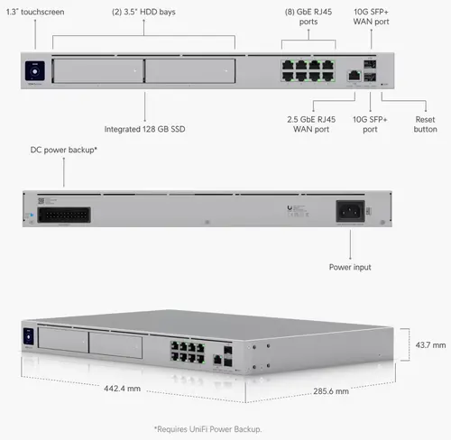 Firewall Ubiquiti UDM-Pro-Max, UniFi, 8x GbE RJ45 Lan, 2x 10G SFP+, 1x 2.5G - 2