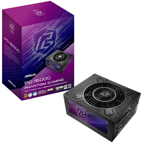 Asrock PG-1600G, 1600W, 80 Plus Gold, Fully Modular PSU, Japanese Capacitors, 2x EPS 12V CPU(4+4pin), 2x PCIe5.1 (12+4pin), 8x PCIe (6+2pin), 6x 4-pin connectors, 12x SATA, OCP, SCP, OVP, UVP, OTP, OPP protections, 135 mm Axial Fan, ATX 3.1