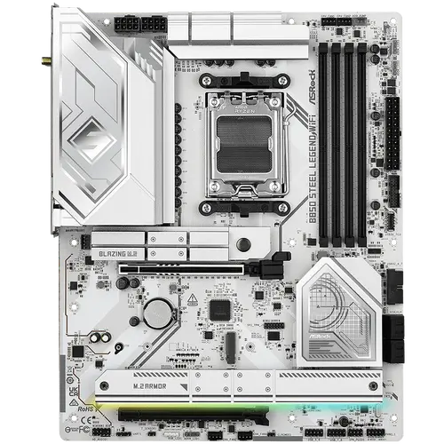 ASROCK MB Desktop B850 STEEL LEGEND WIFI, AM5, 4x DDR5, 1x PCIe 5.0 x16, 1x Blazing M.2(PCIe Gen5x4), 3x Hyper M.2, 4x SATA3, RAID 0, 1, 10, 7.1 CH HD Audio, 1x HDMI, 9x USB 3.2, 8x USB 2.0, 3x USB-C, 2.5G LAN, 2x Wi-Fi 7, 1x HDMI, 1x SPDIF, ATX - image 1