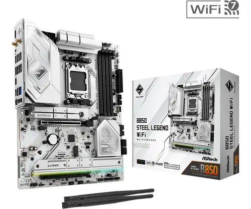 ASROCK MB Desktop B850 STEEL LEGEND WIFI, AM5, 4x DDR5, 1x PCIe 5.0 x16, 1x Blazing M.2(PCIe Gen5x4), 3x Hyper M.2, 4x SATA3, RAID 0, 1, 10, 7.1 CH HD Audio, 1x HDMI, 9x USB 3.2, 8x USB 2.0, 3x USB-C, 2.5G LAN, 2x Wi-Fi 7, 1x HDMI, 1x SPDIF, ATX - image 4