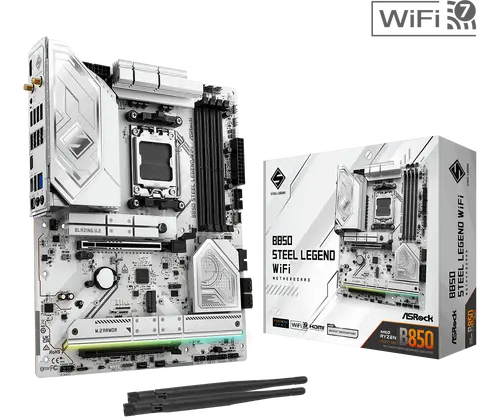 ASROCK Μητρική πλακέτα Desktop B850 STEEL LEGEND WIFI, AM5, 4x DDR5, 1x PCIe 5.0 x16, 1x Blazing M.2(PCIe Gen5x4), 3x Hyper M.2, 4x SATA3, RAID 0 - 1