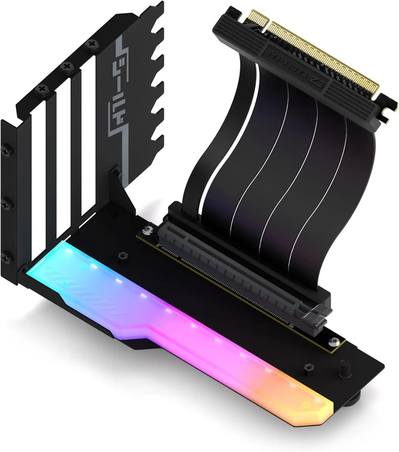 Suport pentru montare verticală a GPU EZDIY-FAB RGB PCIe 4.0 Riser Cable 90°