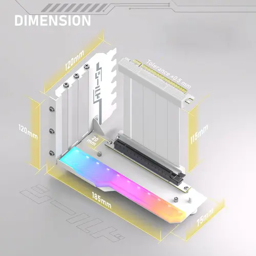 Suport pentru montare verticală a GPU EZDIY-FAB RGB PCIe 4.0 Riser Cable 90° - 2