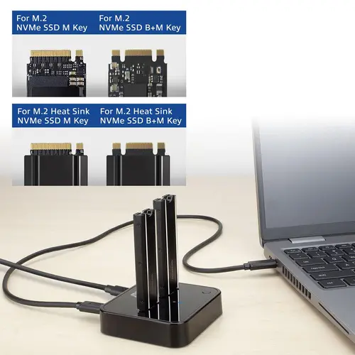Двойна SSD докинг станция, ACT M.2 NVMe/PCIe за клониране, USB-C 3.2 Gen2, 10 Gbps - image 2