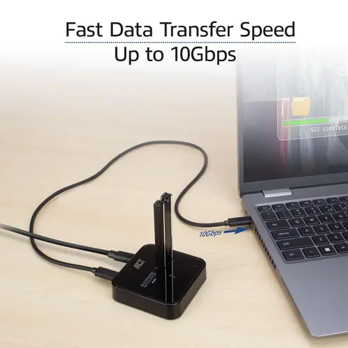 Двойна SSD докинг станция, ACT M.2 NVMe/PCIe за клониране, USB-C 3.2 Gen2, 10 Gbps - image 5