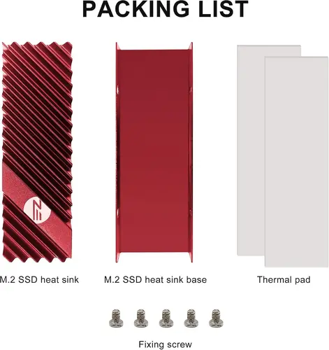 M.2 Heatsink EZDIY-FAB за NVMe SSD диск - Червен - image 3