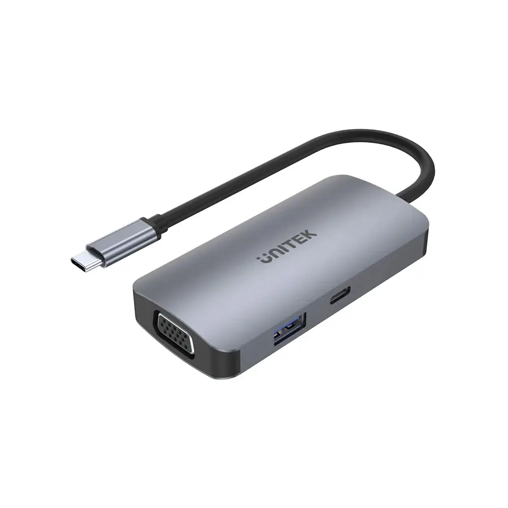 Unitek докинг станция Docking Station Type-C 5-in-1 - uHUB P5 Trio D1051A - USB-C PD100W x 1, HDMI x 2, VGA, USB3.0 x 1