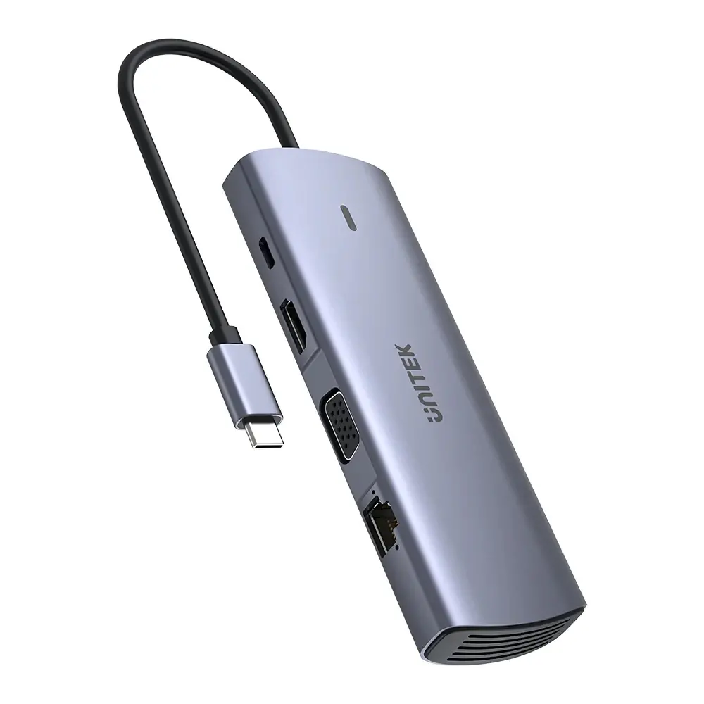 Unitek докинг станция Type-C Docking Station PD3.0 100W - HDMI, USB-C x 1, USB3.0 x 3, LAN, SD, VGA - D1113A - image 2