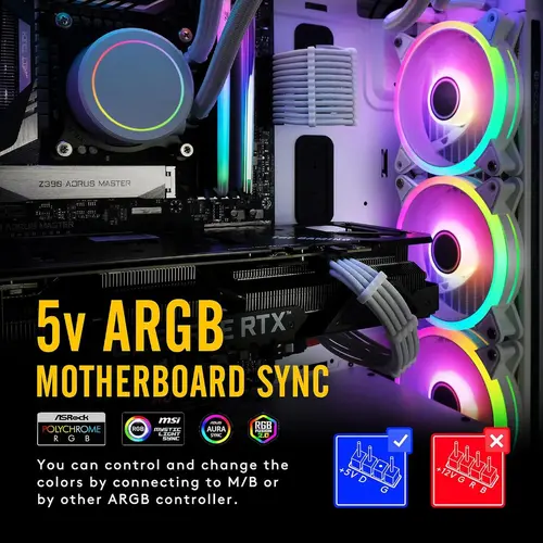 Σετ ανεμιστήρων EZDIY-FAB Moonlight White RGB PWM 120mm - 5 τεμάχια - 2