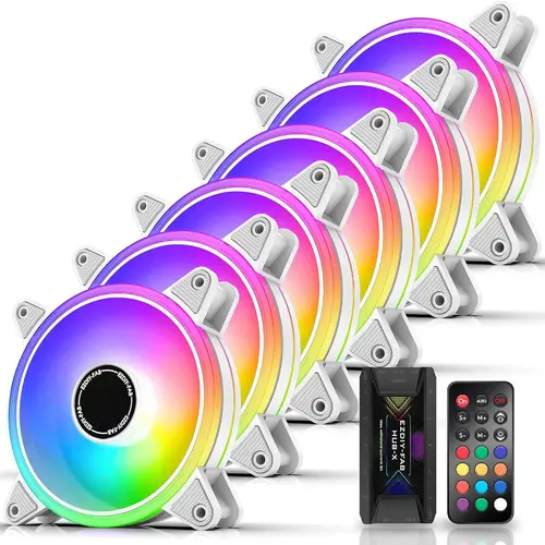 Set ventilatoare EZDIY-FAB Moonlight White RGB PWM 120mm - 6 bucăți - 1