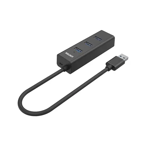 Unitek хъб USB3.0 HUB 4 port, 1.2m cable, aux USB-C power input - Y-3089V01 - image 1