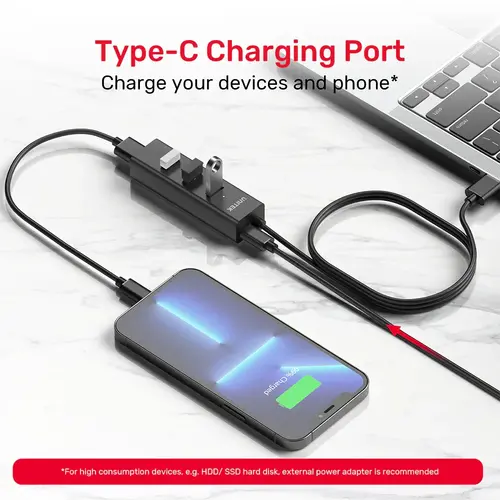 Unitek хъб USB3.0 HUB 4 port, 1.2m cable, aux USB-C power input - Y-3089V01 - image 4