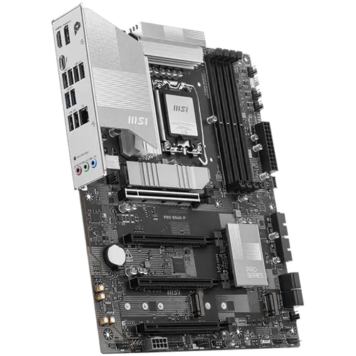 MSI PRO B860-P, ATX, LGA 1851, 4x DDR5 Dual Channel DDR5 up to 8600(OC)MHz, 4x PCIe x16 slot, 3x M.2 slot, 4x USB 2.0, 2x USB 5Gbps, 2x USB 10Gbps, 1x USB 40Gbps Type-C, HDMI, DP, 7.1 HD Audio, 5G LAN, 3Y - image 1
