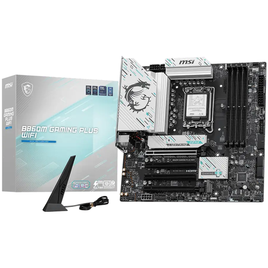 MSI PRO B860M GAMING PLUS WIFI, mATX, LGA 1851, 4x DDR5 Dual Channel DDR5 έως 8600(OC)MHz, 4x PCIe x16 slot, 3x M.2 slot, 2x USB 2.0, 2x USB 5Gbps