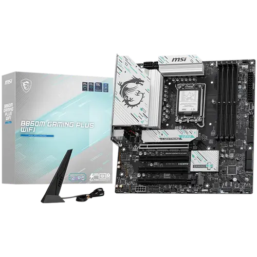 MSI PRO B860M GAMING PLUS WIFI, mATX, LGA 1851, 4x DDR5 Dual Channel DDR5 έως 8600(OC)MHz, 4x PCIe x16 slot, 3x M.2 slot, 2x USB 2.0, 2x USB 5Gbps - 1