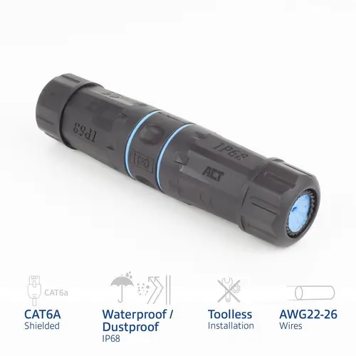 Съединител за мрежа ACT CAT6A, Външен IP68, CAT-6, 1 Gbit/s - image 1