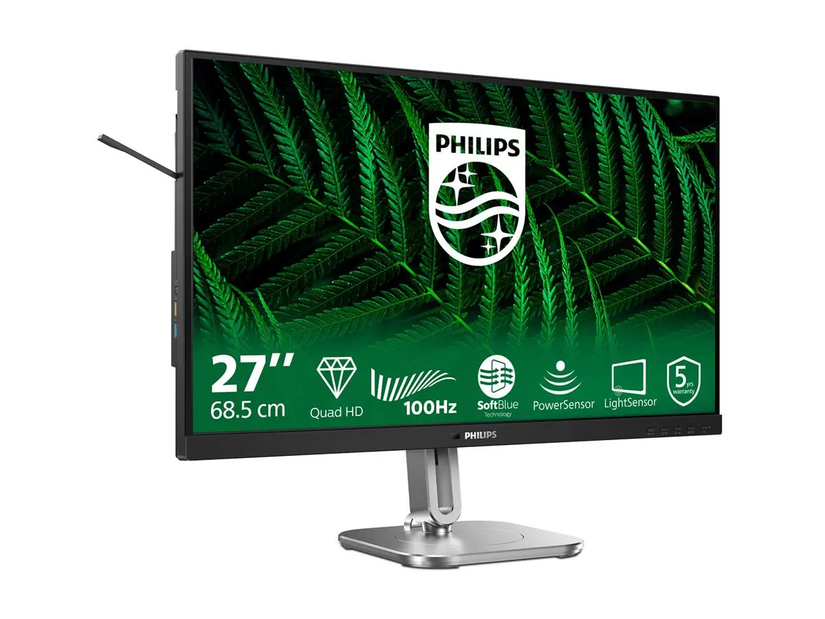 Монитор, Philips 27B2G5500, 27" IPS WLED, 2560x1440@100Hz, 4ms GtG, 300cd m/2, 1000:1, 50M:1 DCR, Adaptive Sync, FlickerFree, Blue Light tech., 3Wx2, Tilt, Height Adjust, Pivot, Swivel, 2xHDMI, DP, USB hub - image 3