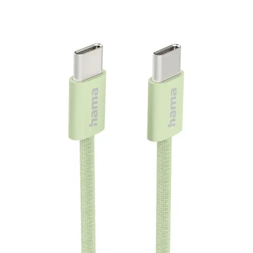 HAMA Кабел за зареждане "Fabric", USB-C - USB-C, 1 m, Nylon, зелен - image 1