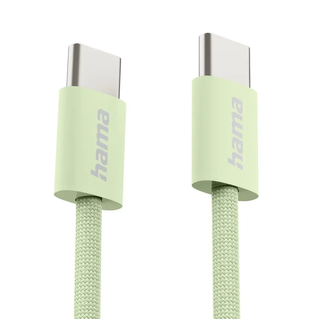 HAMA Кабел за зареждане "Fabric", USB-C - USB-C, 1 m, Nylon, зелен - image 2