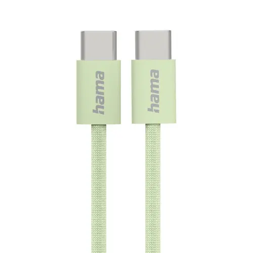 HAMA Cablu de încărcare "Fabric", USB-C - USB-C, 1 m, Nylon, verde - 1