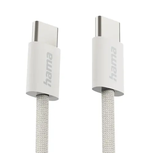 HAMA Кабел за зареждане "Fabric", USB-C - USB-C, 1 m, Nylon, сив - image 1