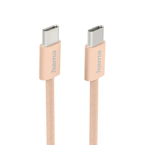HAMA Кабел за зареждане "Fabric", USB-C - USB-C, 1 m, Nylon, оранжев - image 1