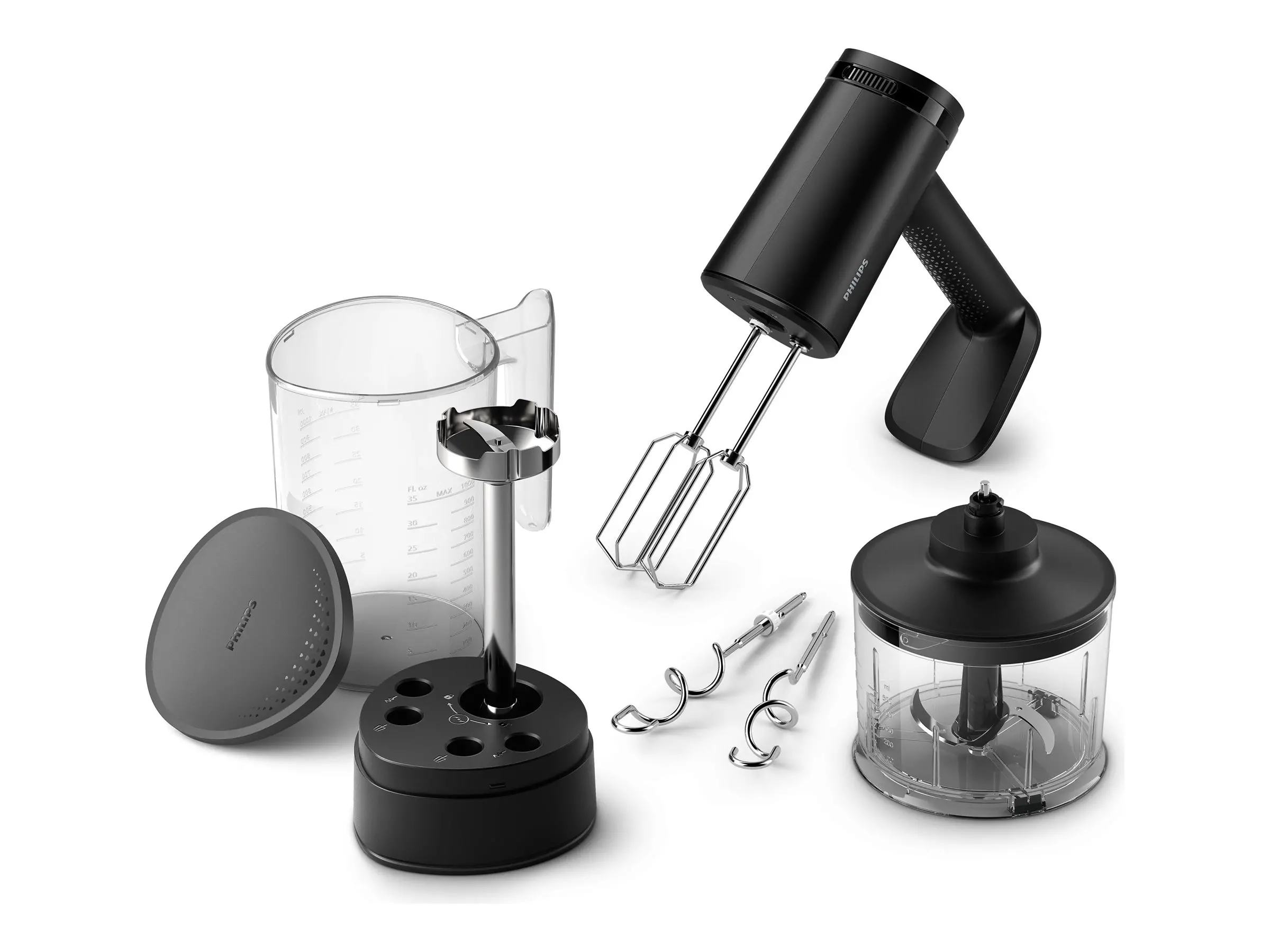 PHILIPS Mixer 500W 2în1 accesoriu pentru blender vertical, Cană gradată, Tocător, Ecran LED, 5 setări și mod turbo