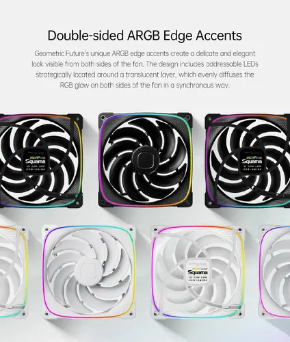Geometric Future Комплект вентилатори Fan Pack 3-in-1 140 mm, Reversed - Squama 2503RB-14 Black - image 11