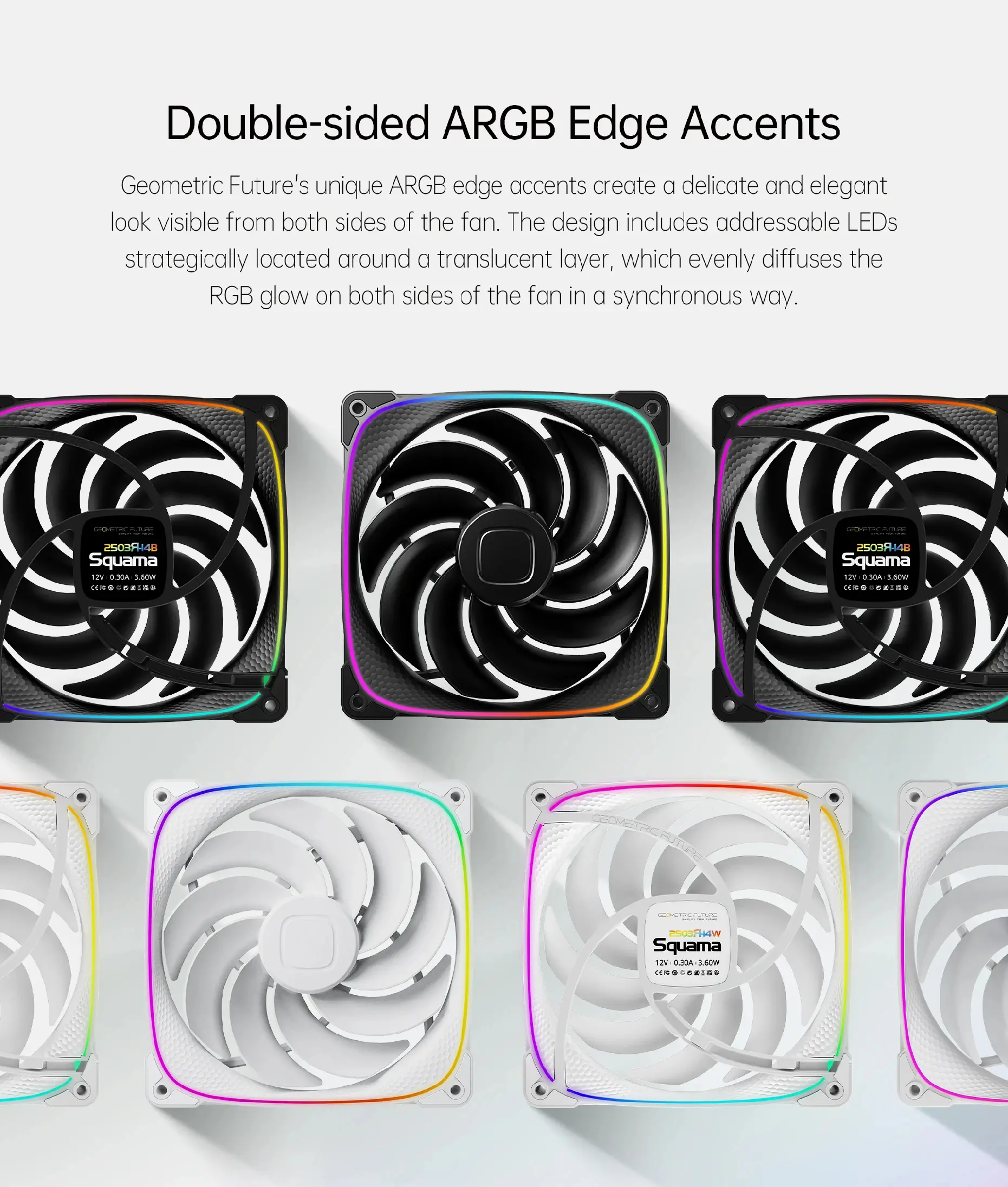 Geometric Future Σετ ανεμιστήρων Fan Pack 3-in-1 140 mm, Reversed - Squama 2503RW-14 White - image 11