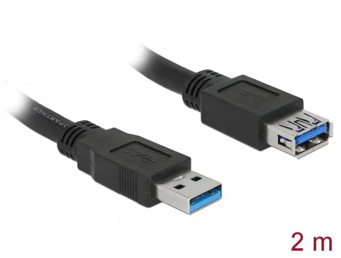Delock Cablu prelungitor ecranat USB 3.0 Type-A tată > USB 3.0 Type-A mamă 2.0 m negru - image 1