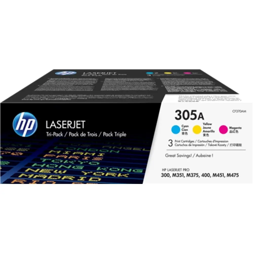 SET 3 CARTUȘE PENTRU HP Color Laserjet PRO 300/400 Color Printer/MFP series - TRIPLE PACK - C/M/Y - CE411A/CE412A/CE413A - /305A/ - PN CF370AM