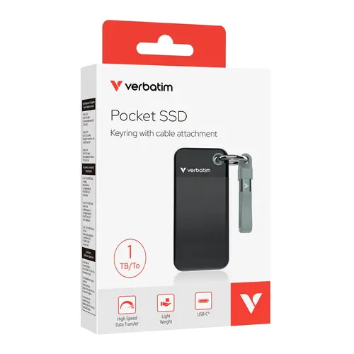 Твърд диск, Verbatim Pocket SSD USB 3.2 Gen 2 1TB Black/Grey - image 4
