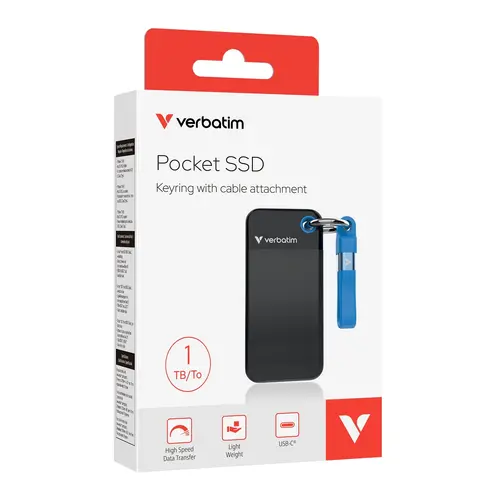 Твърд диск, Verbatim Pocket SSD USB 3.2 Gen 2 1TB Black/Blue - image 4