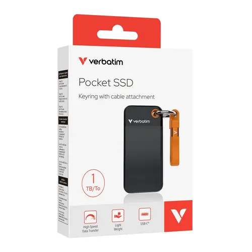 Твърд диск, Verbatim Pocket SSD USB 3.2 Gen 2 1TB Black/Orange - image 4